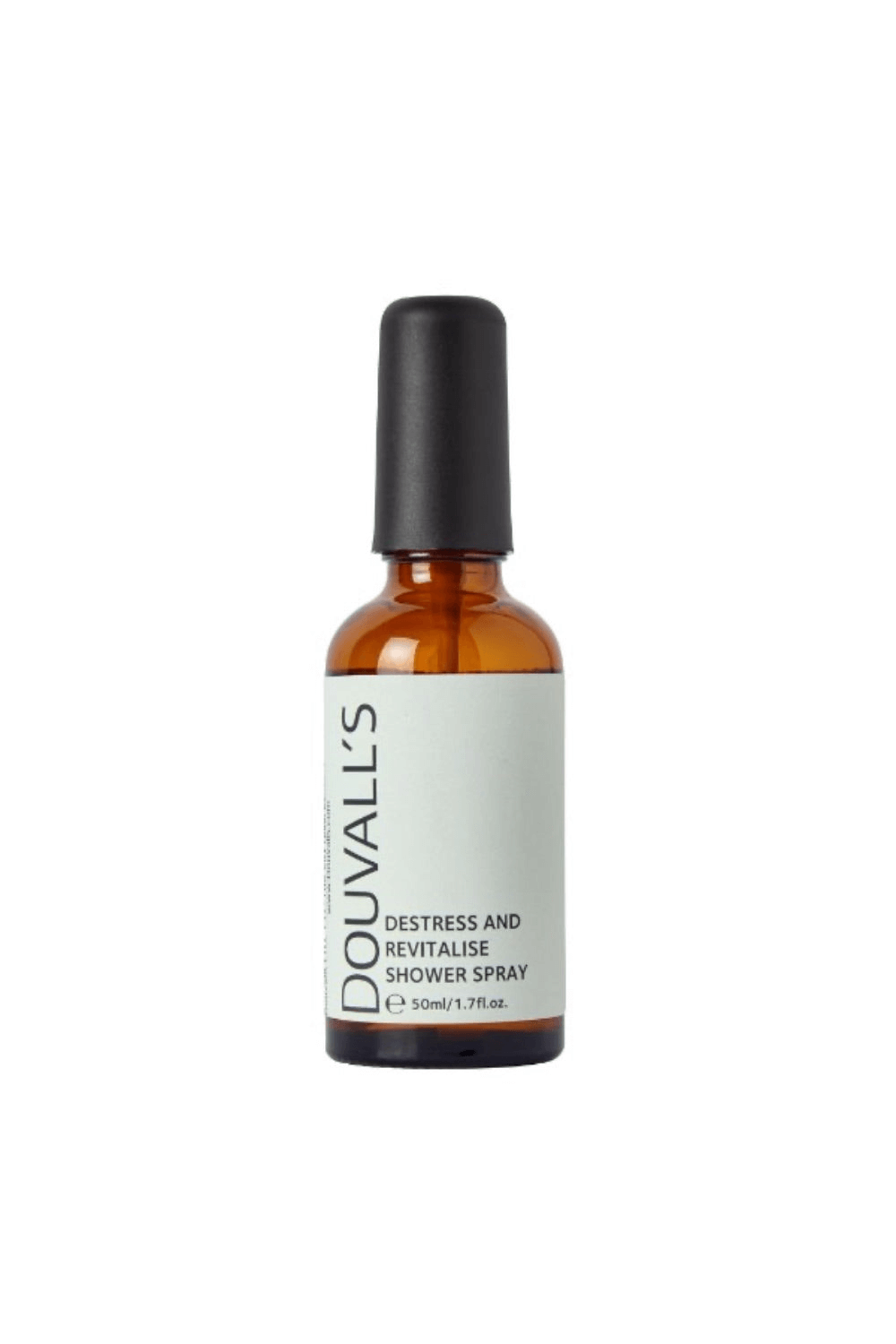 Destress & Revitalise Organic Shower Spray 50ml, Transform your shower into a spa experience with Douvall's uplifting citrus shower spray. Expertly blended, 50ml travel-friendly bottle.