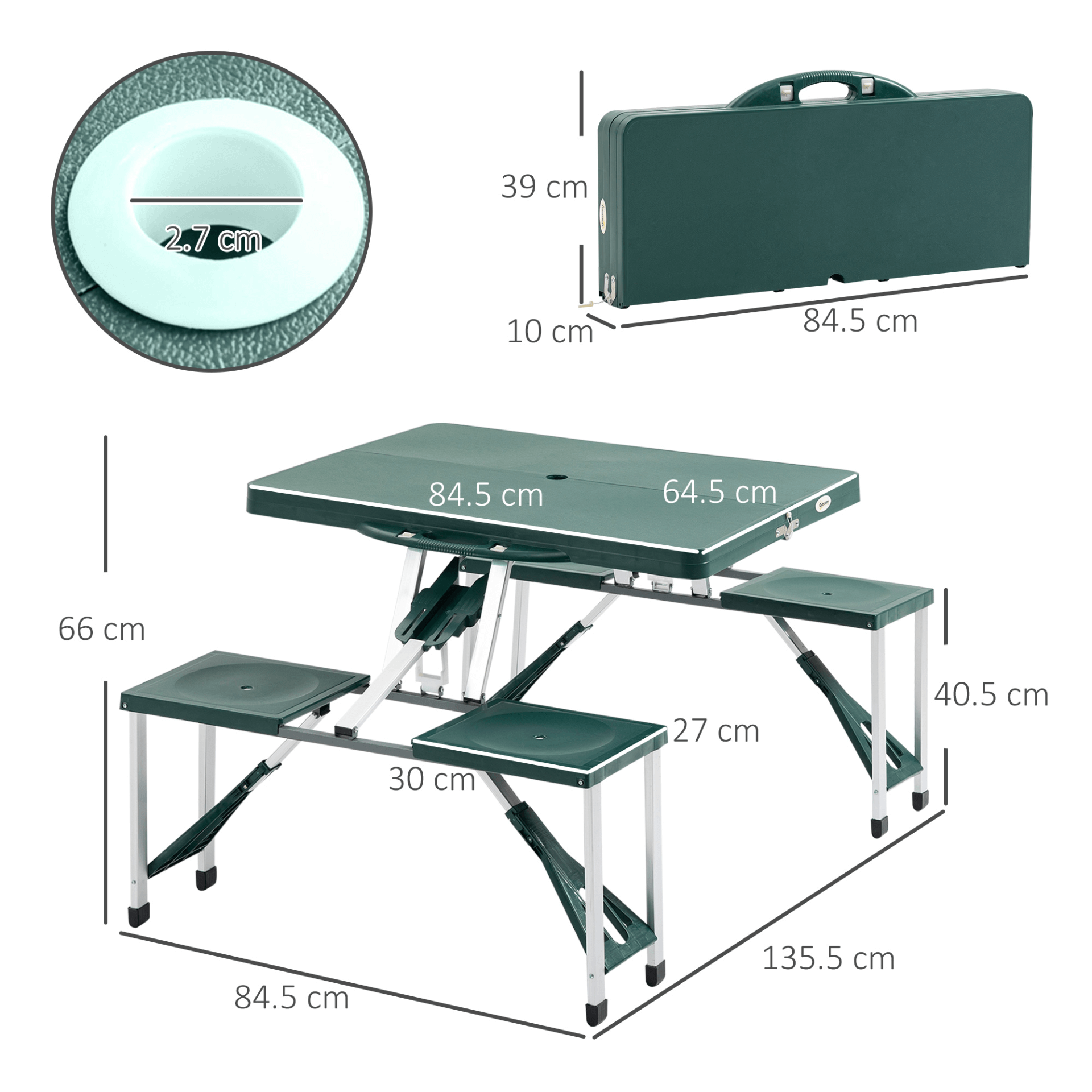 Aluminum Picnic Table & Bench Set - Foldable & Portable, Discover the durable Outsunny Aluminum Picnic Table & Bench Set. Perfect for outdoor gatherings, BBQs, and camping. Easy to pack and carry!