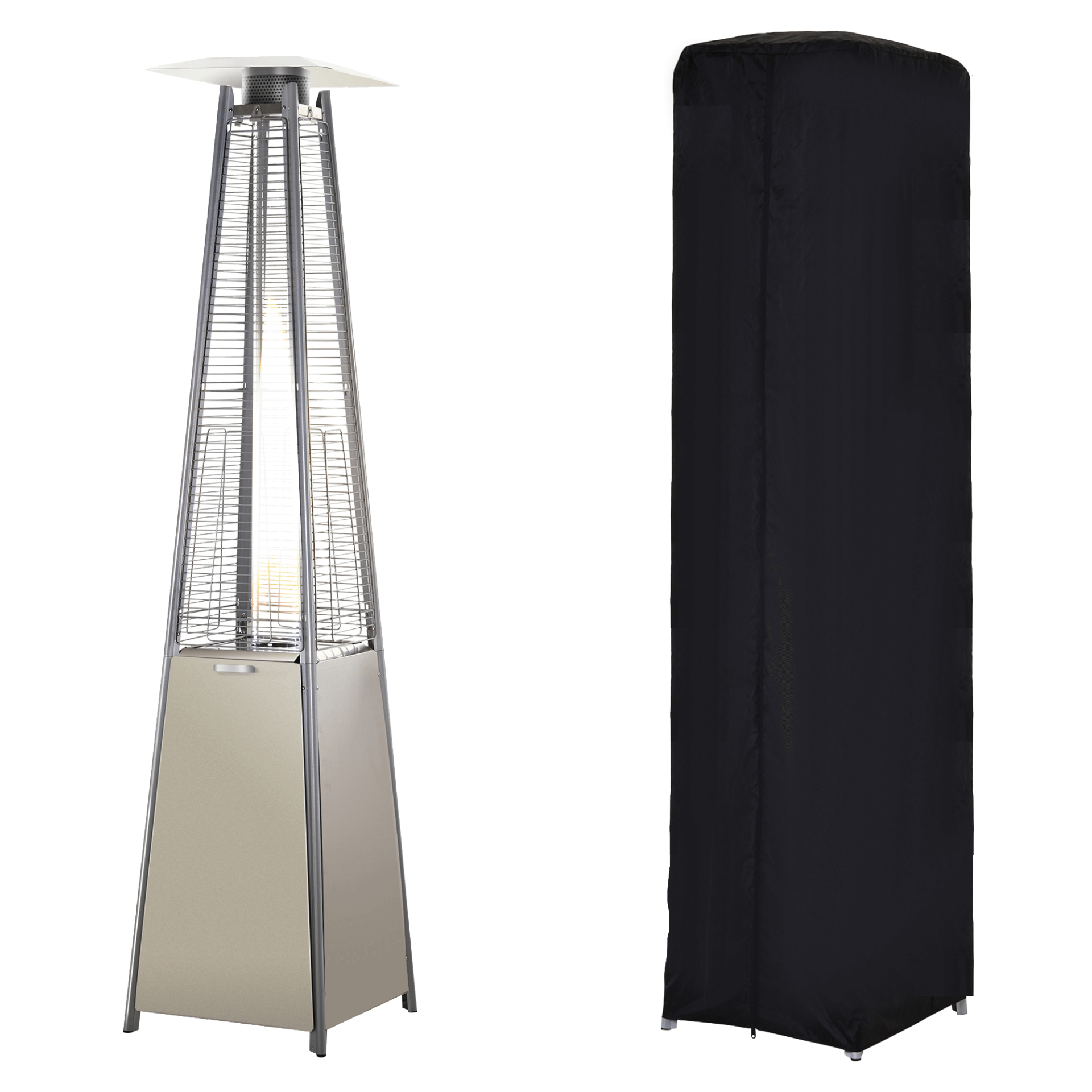 Outsunny 10.5KW Stainless Steel Patio Heater - Silver, Stay warm outdoors with the efficient Outsunny Patio Pyramid Heater. Perfect for gardens, decks, and backyard gatherings.