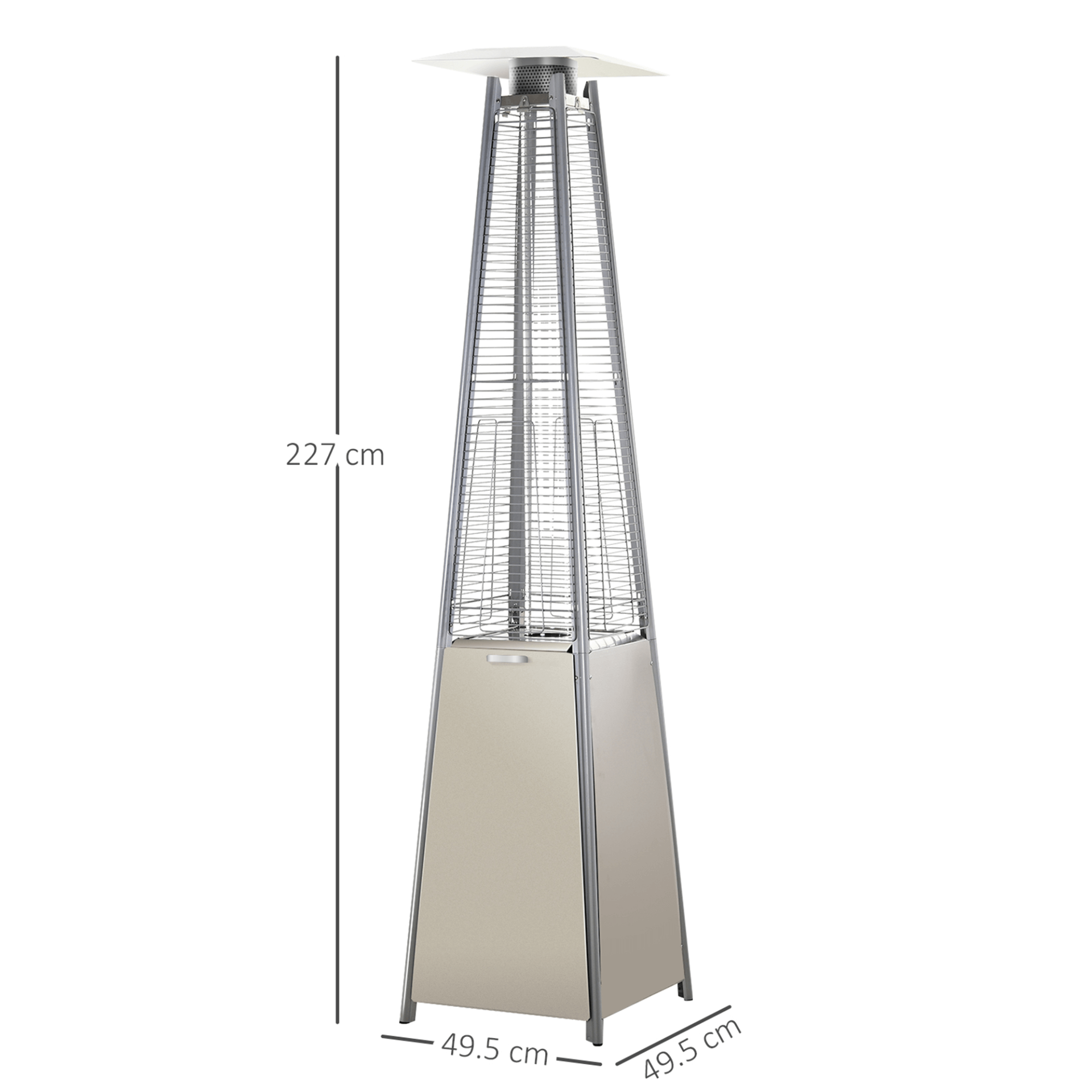 Outsunny 10.5KW Stainless Steel Patio Heater - Silver, Stay warm outdoors with the efficient Outsunny Patio Pyramid Heater. Perfect for gardens, decks, and backyard gatherings.