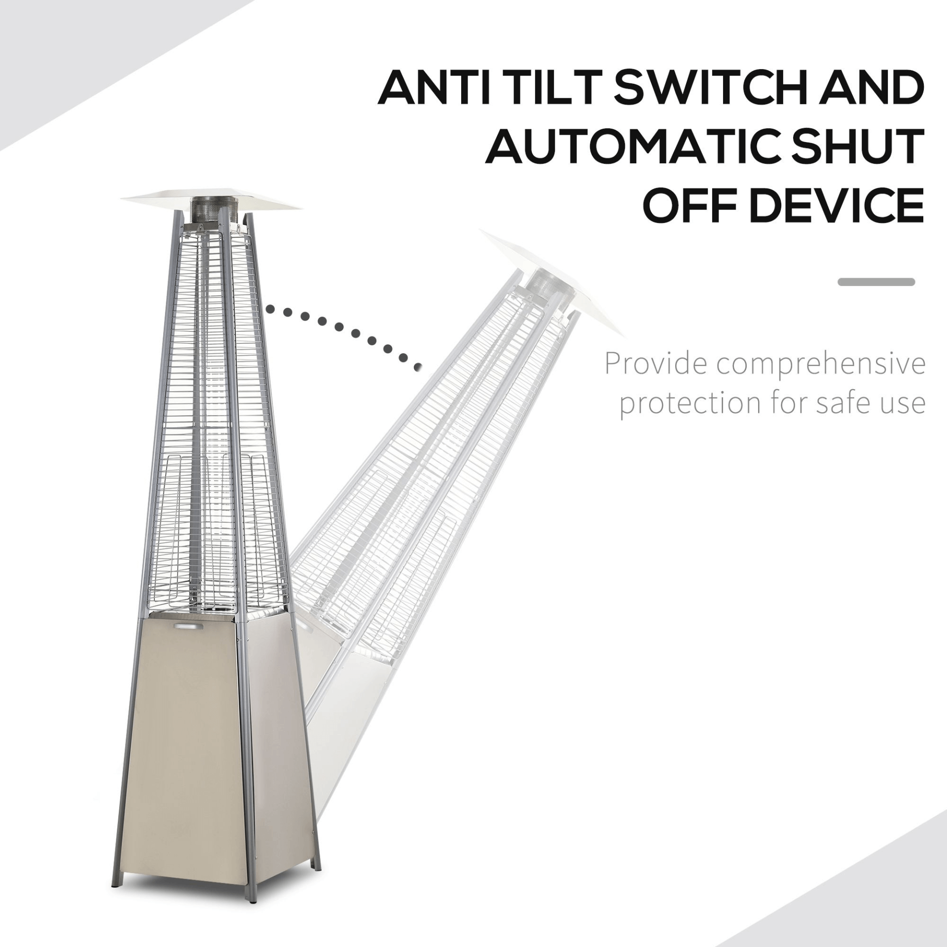 Outsunny 10.5KW Stainless Steel Patio Heater - Silver, Stay warm outdoors with the efficient Outsunny Patio Pyramid Heater. Perfect for gardens, decks, and backyard gatherings.