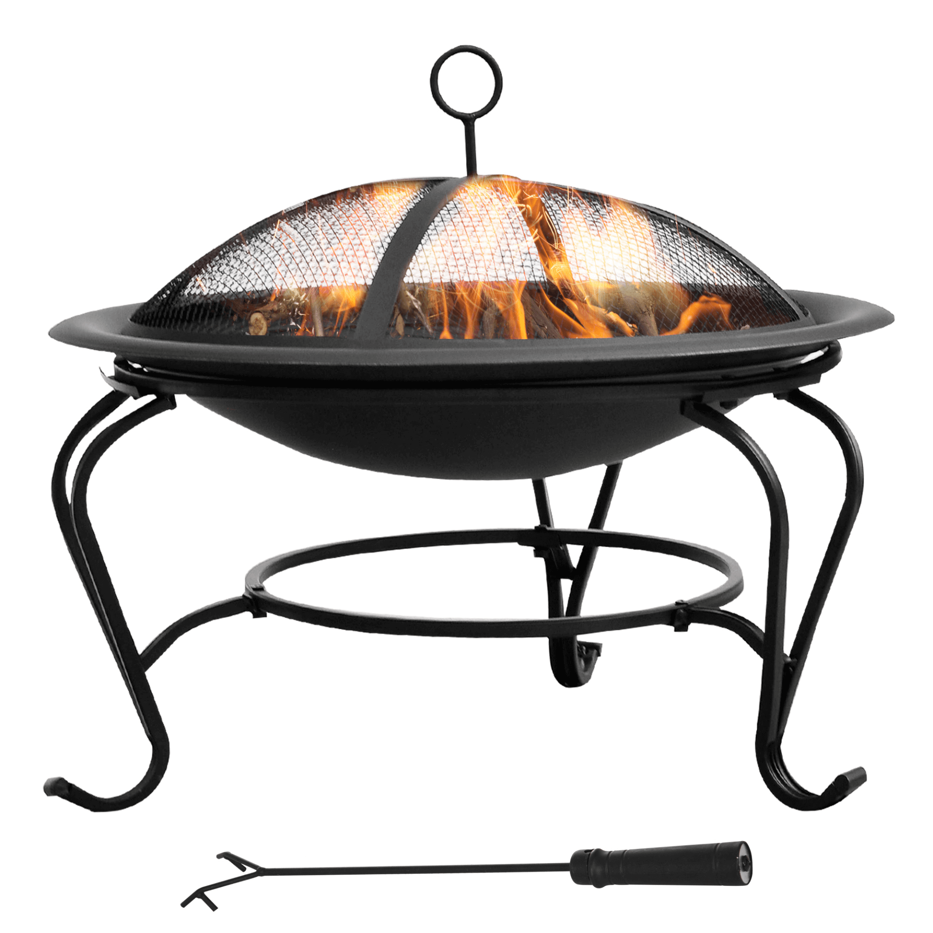 Outsunny Metal Firepit Bowl for Outdoor Warmth, Elevate outdoor gatherings with our Outsunny Metal Firepit Bowl. Perfect for chilly nights, BBQs, and more. Includes lid, grate, and poker for convenience.