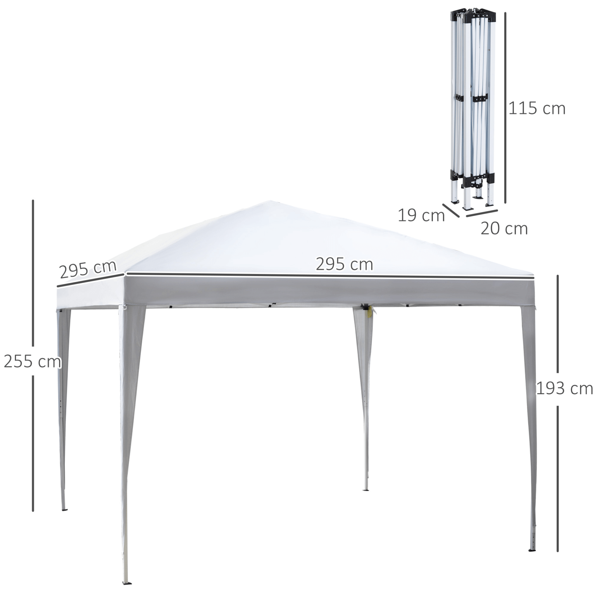 3 x 3M Pop Up Gazebo - Adjustable Party Tent, White, Stay protected at events with the Outsunny 3 x 3M Pop Up Gazebo. Perfect for weddings, BBQs, markets, and more. Weather-resistant and stylish.