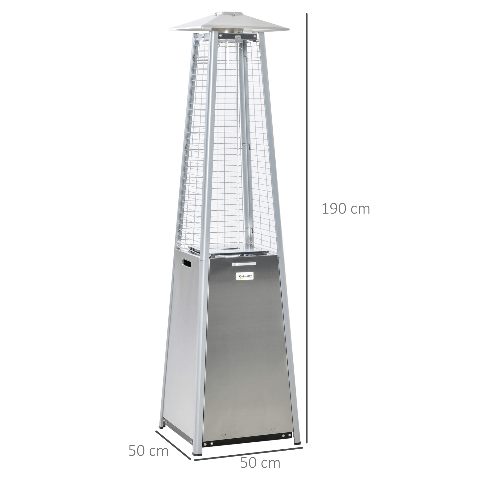 Outsunny Stainless Steel Pyramid Patio Heater - 11.2KW, Enjoy year-round warmth with the stylish Outsunny 11.2KW Stainless Steel Patio Heater, perfect for any outdoor space.