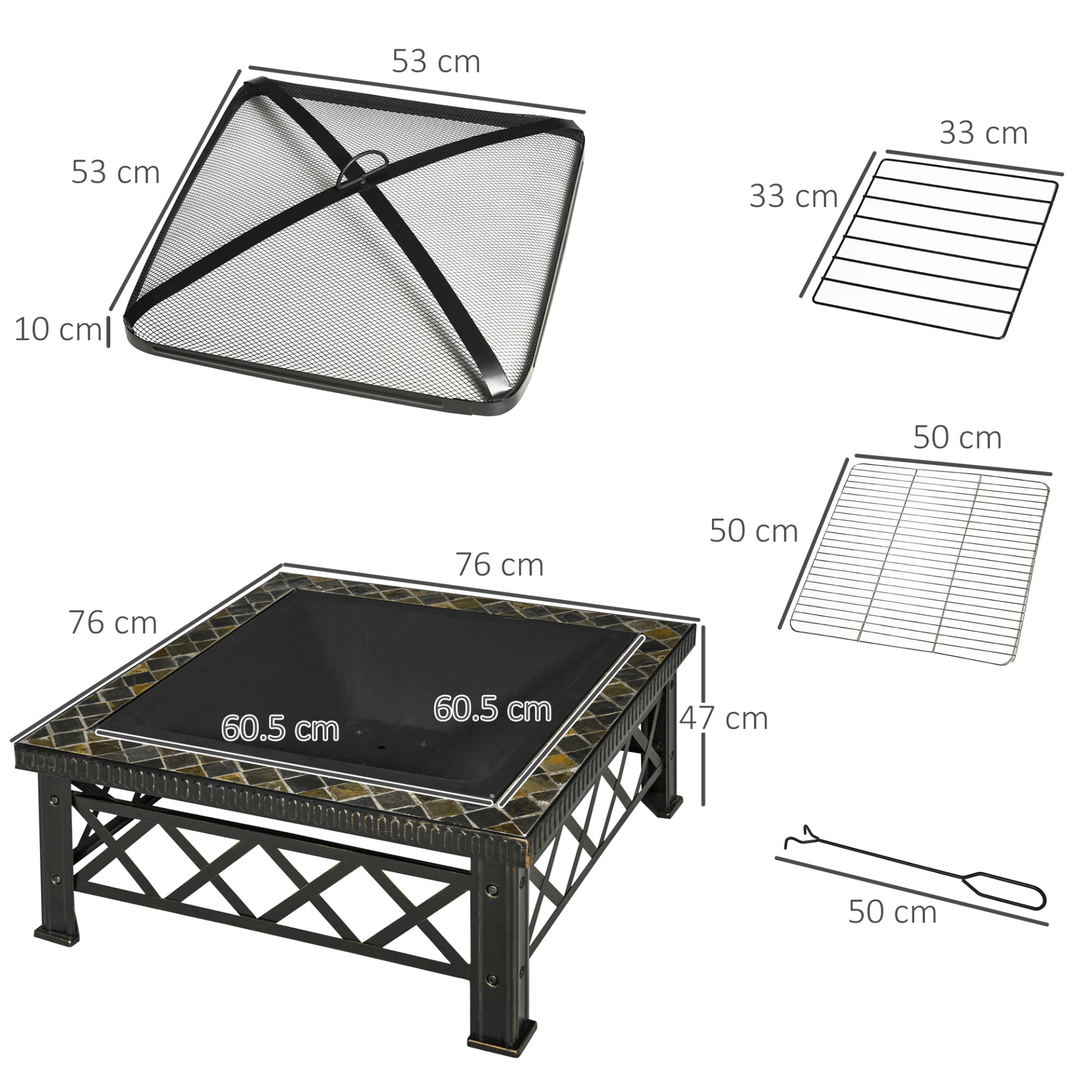 3-in-1 Outsunny Firepit - Warmth & Ambiance, Upgrade outdoor moments with our Outsunny Metal Firepit. Enjoy warmth, BBQ, and ambiance in any setting. Perfect for gatherings.