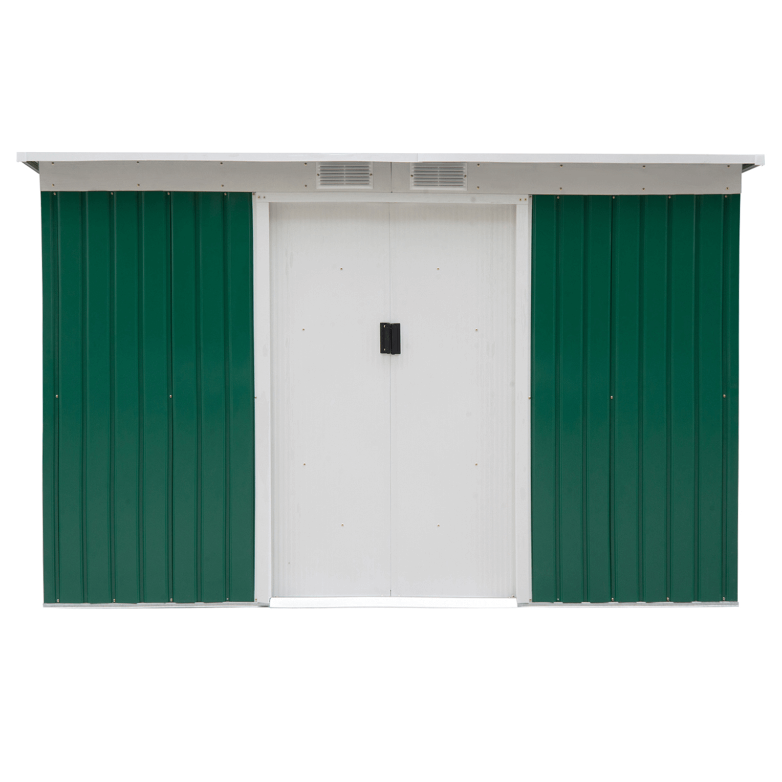 Durable 9ft x 4ft Metal Garden Storage Shed, Spacious 9ft x 4ft garden storage shed with galvanized steel construction, double sliding doors, and superior weather protection.