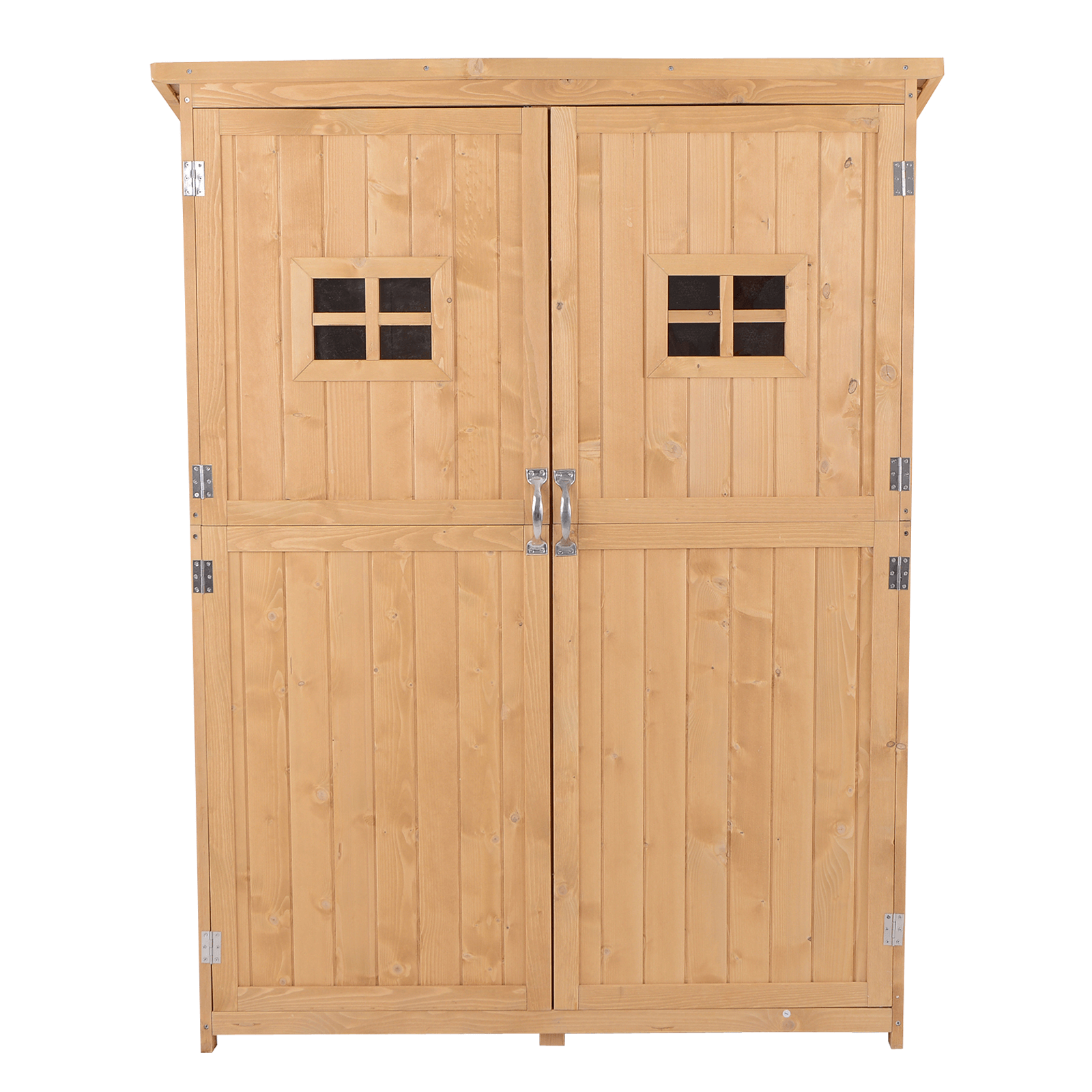 Wooden Garden Shed Tool Storage | Durable Organizer, Organize your garden with ease using our Garden Shed Tool Storage. Built from solid fir wood, this durable outdoor storage features double doors and two windows