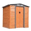 Durable 6.5x5.2ft Garden Metal Storage Shed, Organize your garden in style with our durable brown metal storage shed. Spacious 6.5x5.2ft with wood grain finish for ample tool protection.