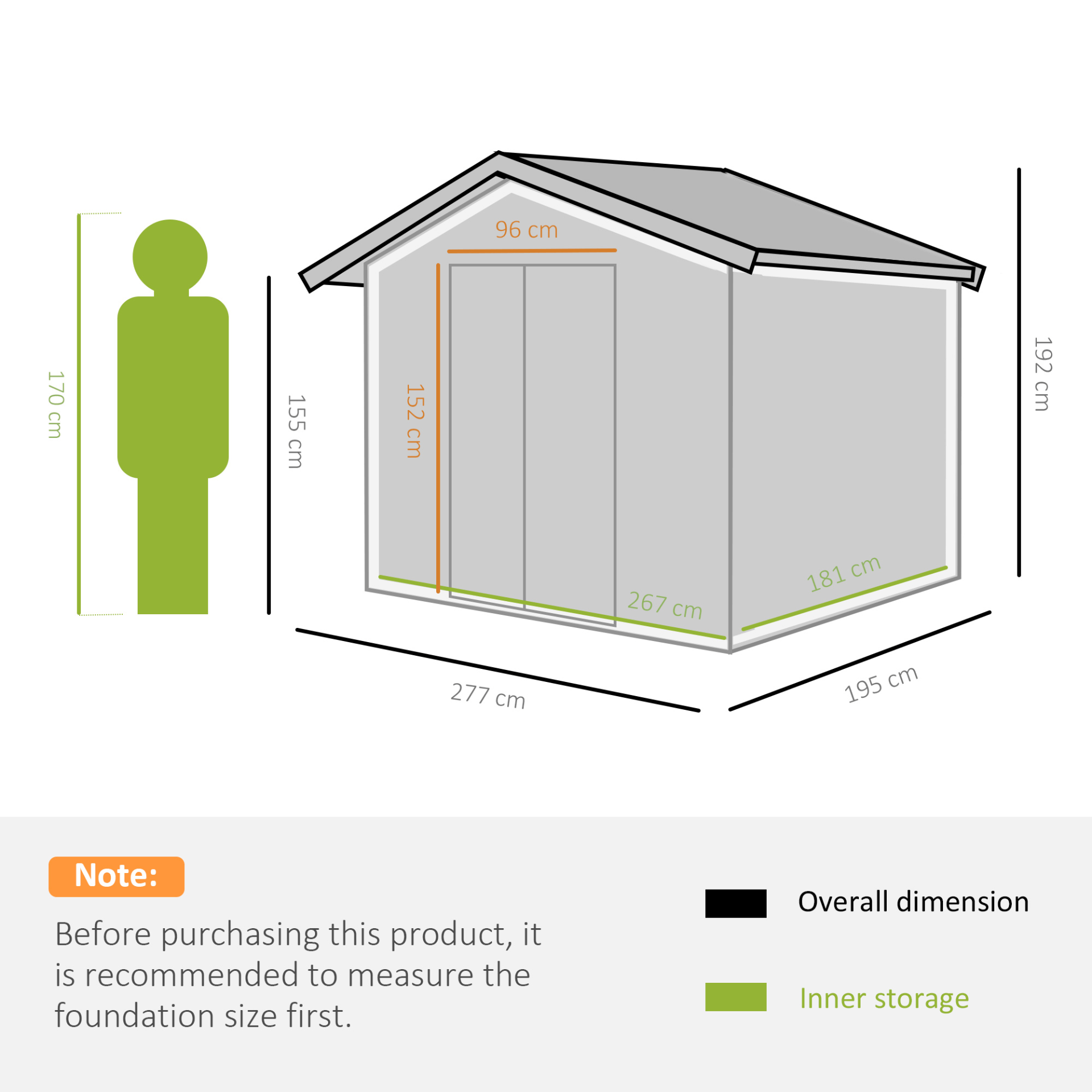 9 x 6FT Metal Storage Shed - Durable & Weather-Resistant, Keep your outdoor space organized with a 9 x 6FT metal storage shed. Features ventilation, double doors, and galvanized steel construction.