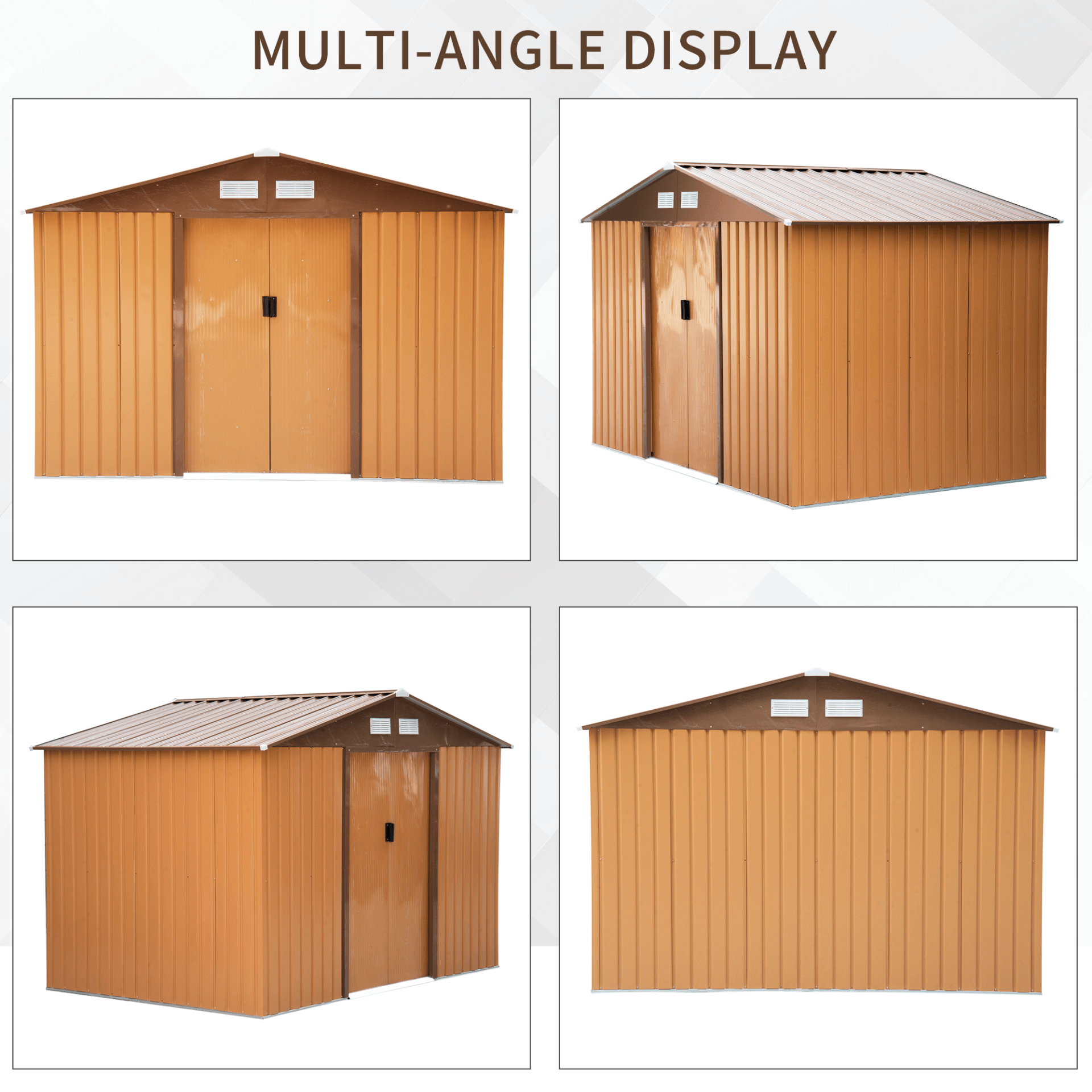 9 x 6FT Metal Storage Shed - Durable & Weather-Resistant, Keep your outdoor space organized with a 9 x 6FT metal storage shed. Features ventilation, double doors, and galvanized steel construction.