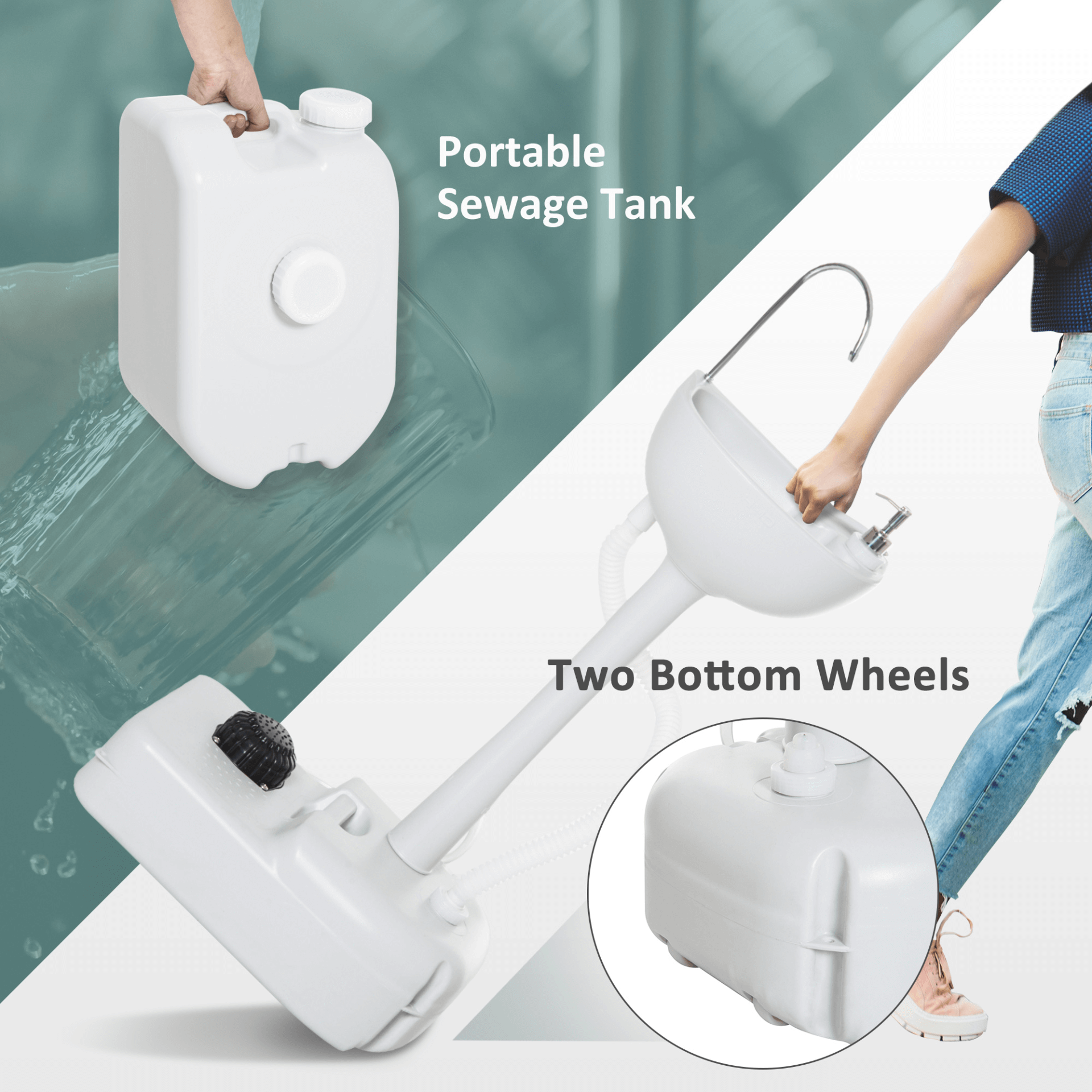 Camping Portable Hand Wash Sink Basin | Outdoor Hygiene, Stay clean at all your outdoor events with the Outsunny Camping Portable Hand Wash Sink Basin. Easy foot pump operation for convenient hygiene.