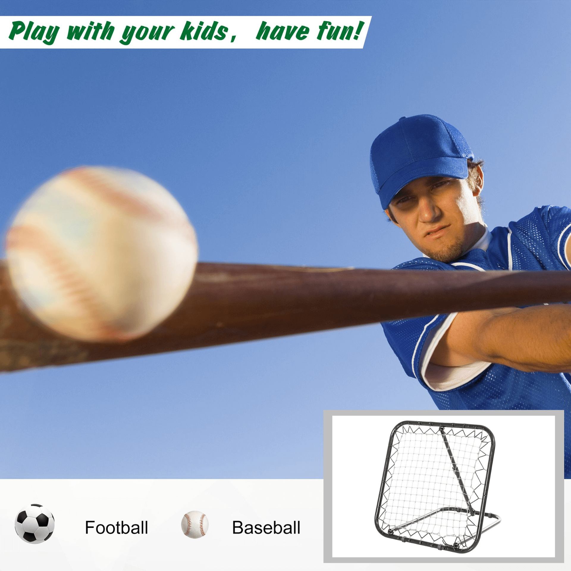 Adjustable Rebounder Net Goal Set - Versatile & Sturdy, Enhance your training in football, baseball, and basketball with HOMCOM's Adjustable Rebounder Net Goal. Sturdy, portable, and perfect for skill development.