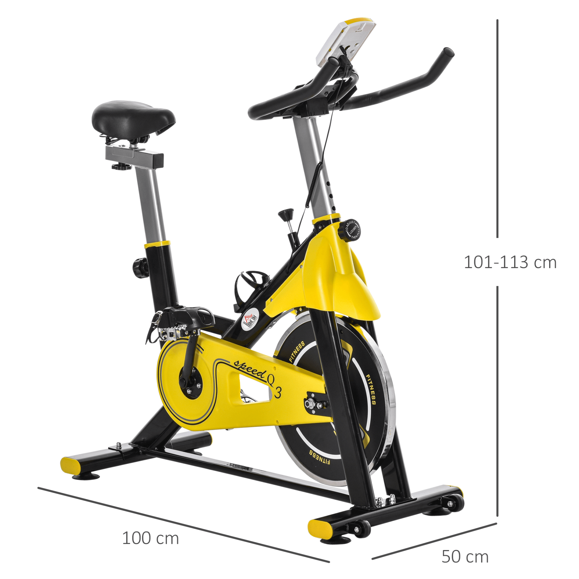 Yellow Stationary Exercise Bike with LCD Monitor, Achieve fitness goals with our Yellow Stationary Exercise Bike featuring a 6kg flywheel, adjustable resistance, and LCD monitor. Perfect for home workouts.