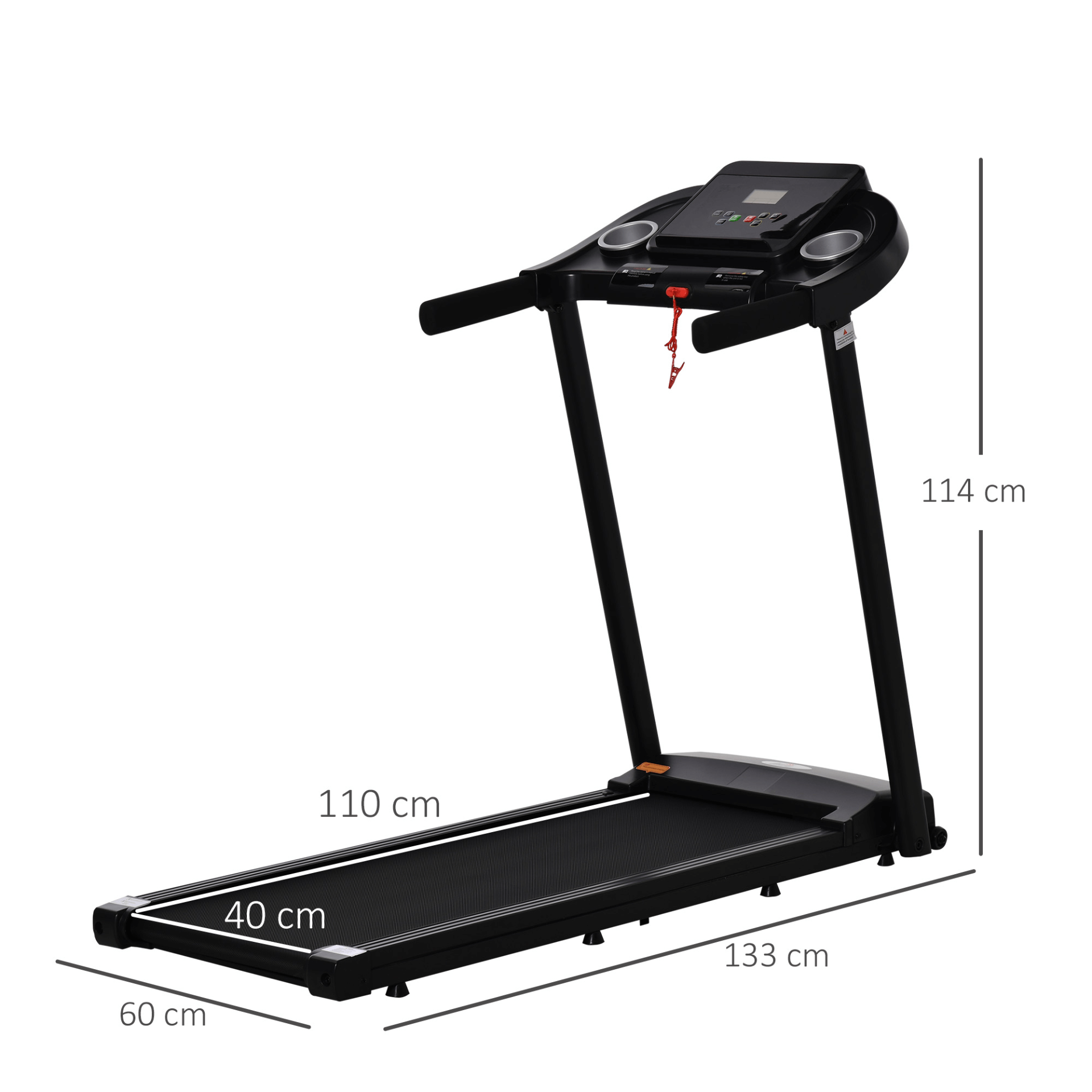 1.5HP Treadmill - 12km/h Home Gym Running Machine, Stay fit at home with the 1.5HP Treadmill. Features 12 programs, LED display, and easy mobility. Ideal for burning calories and building muscle.