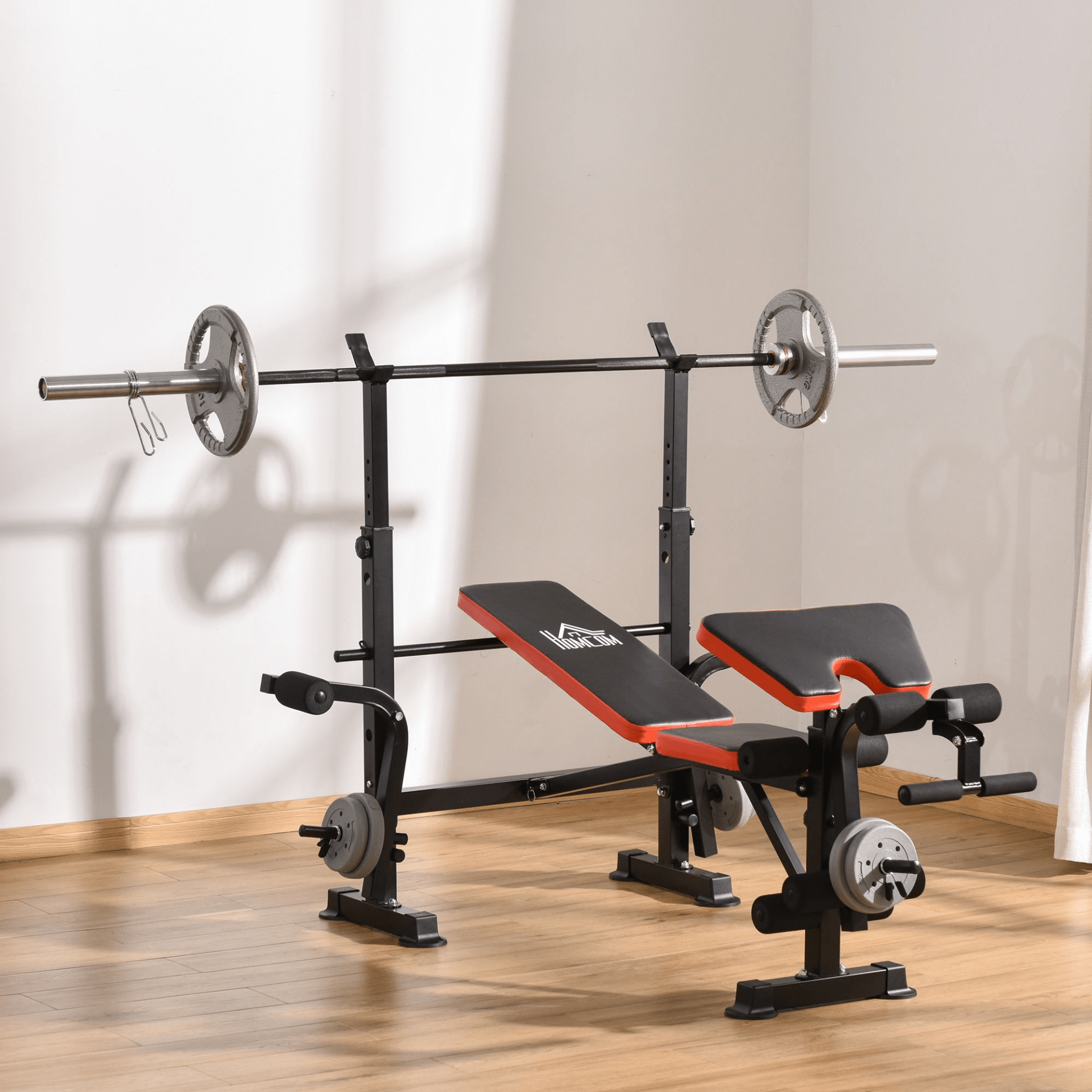 Adjustable Weight Bench with Leg Developer, Enhance your home gym with this multifunctional weight bench. Durable construction ensures a full-body workout for long-term use. Ideal for versatile exercises.