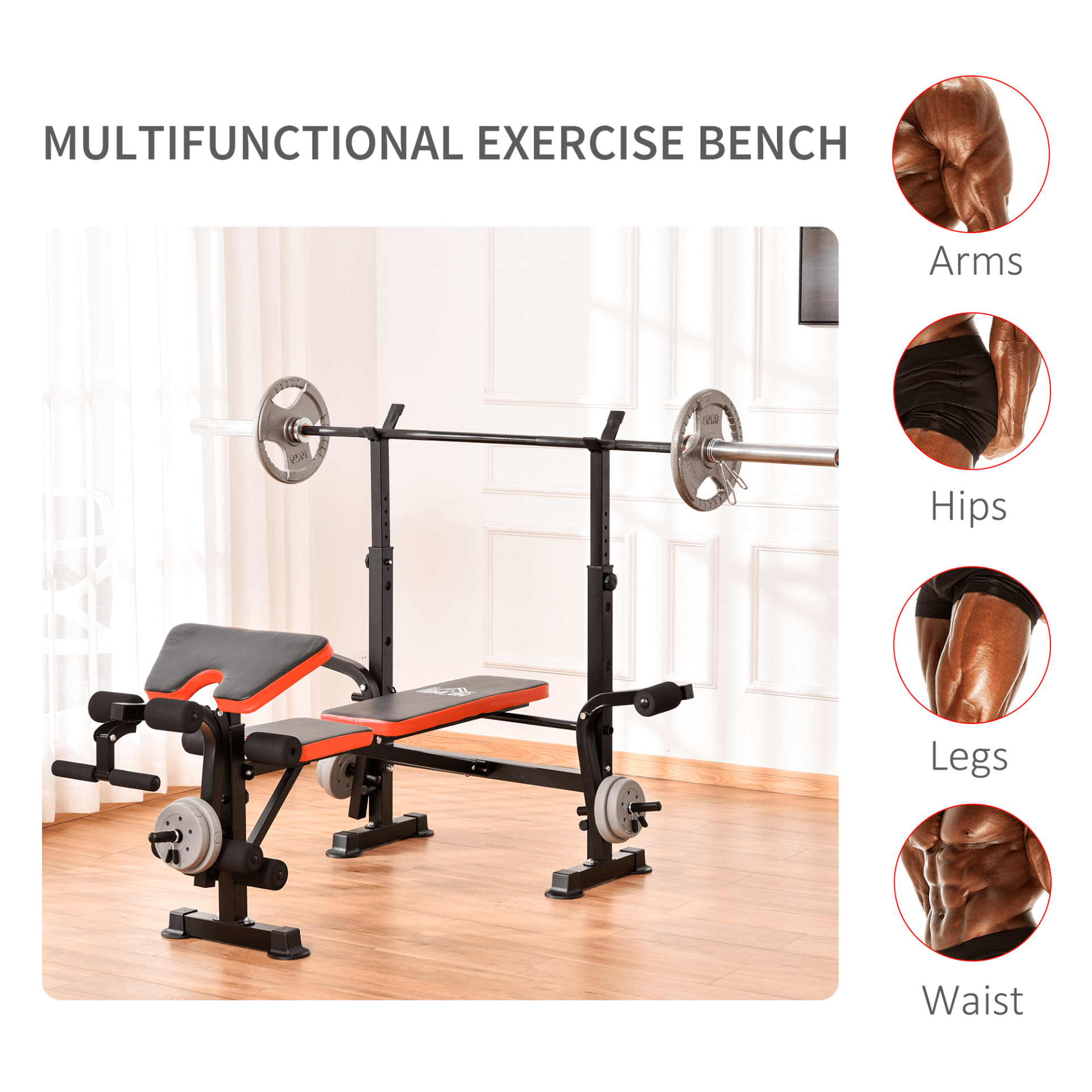 Adjustable Weight Bench with Leg Developer, Enhance your home gym with this multifunctional weight bench. Durable construction ensures a full-body workout for long-term use. Ideal for versatile exercises.