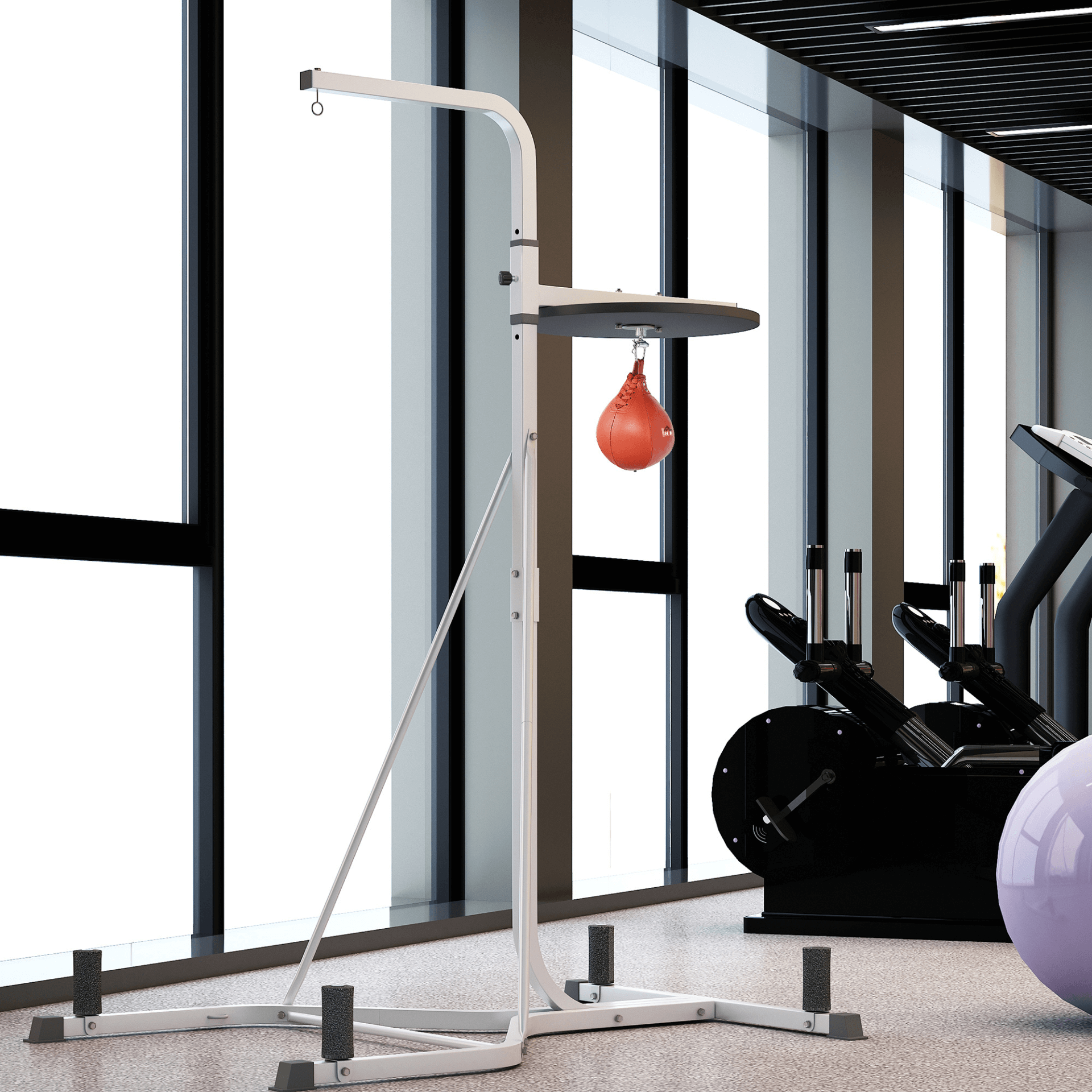 Boxing Punch Bag & Speed Ball Stand - Heavy Duty, Enhance your boxing training with this heavy-duty stand, featuring a punch bag hanger and speed ball station for improved timing, reflexes, and precision.