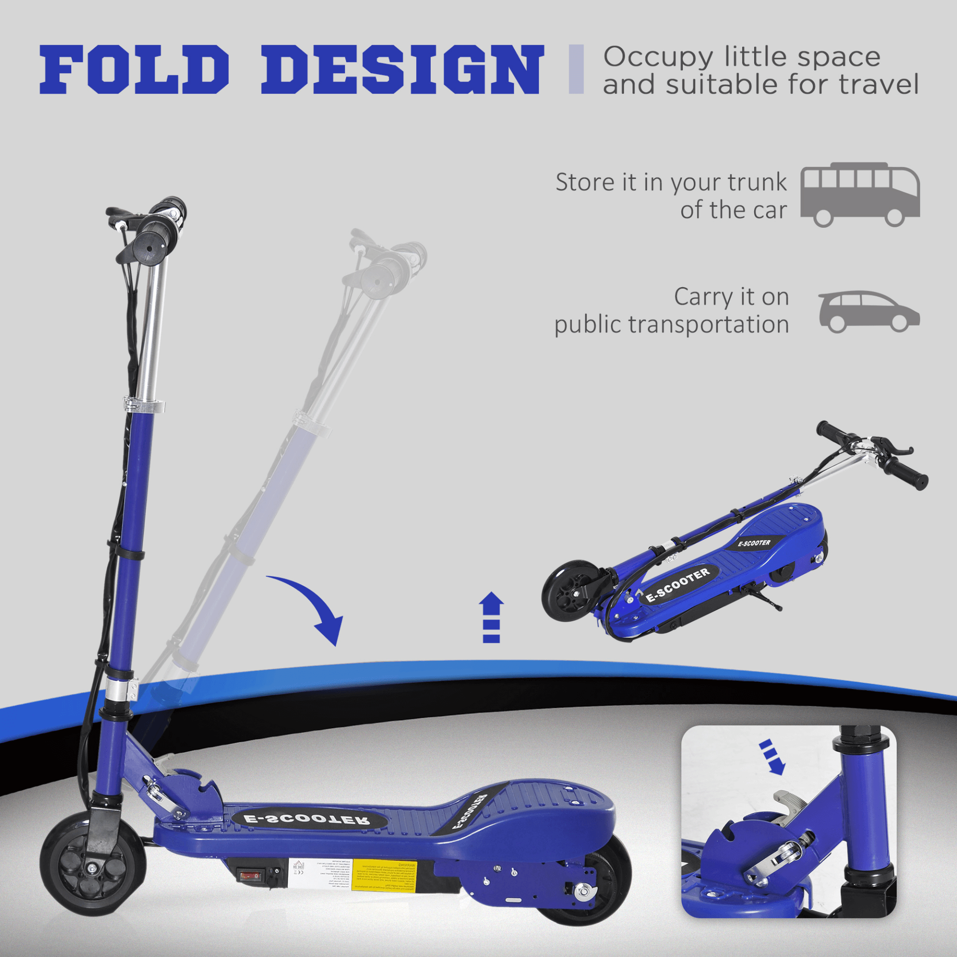 Kids E-Scooter Ride On | HOMCOM Electric Bike - Blue, Dive into adventure with the durable HOMCOM Kids Folding Electric Bike. Enjoy a powerful, smooth ride with its heavy-duty design & 12V batteries.