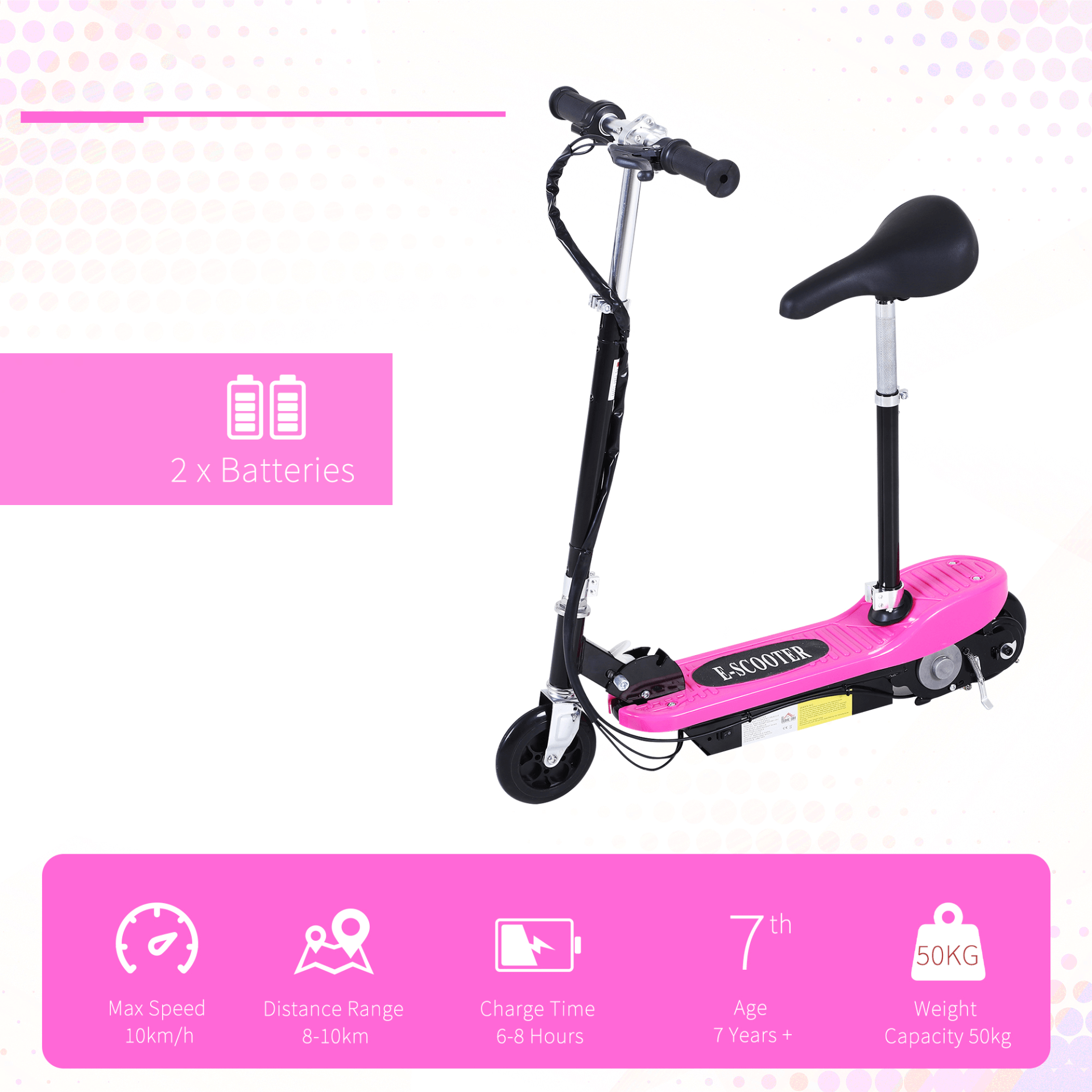 Outdoor Ride On Powered Scooter for Kids Sporting Toy - Pink, Experience Outstanding Performance and Fun with the HOMCOM Outdoor Ride On Powered Scooter for Kids Let your kids embrace the thrill of outdoor playtime.