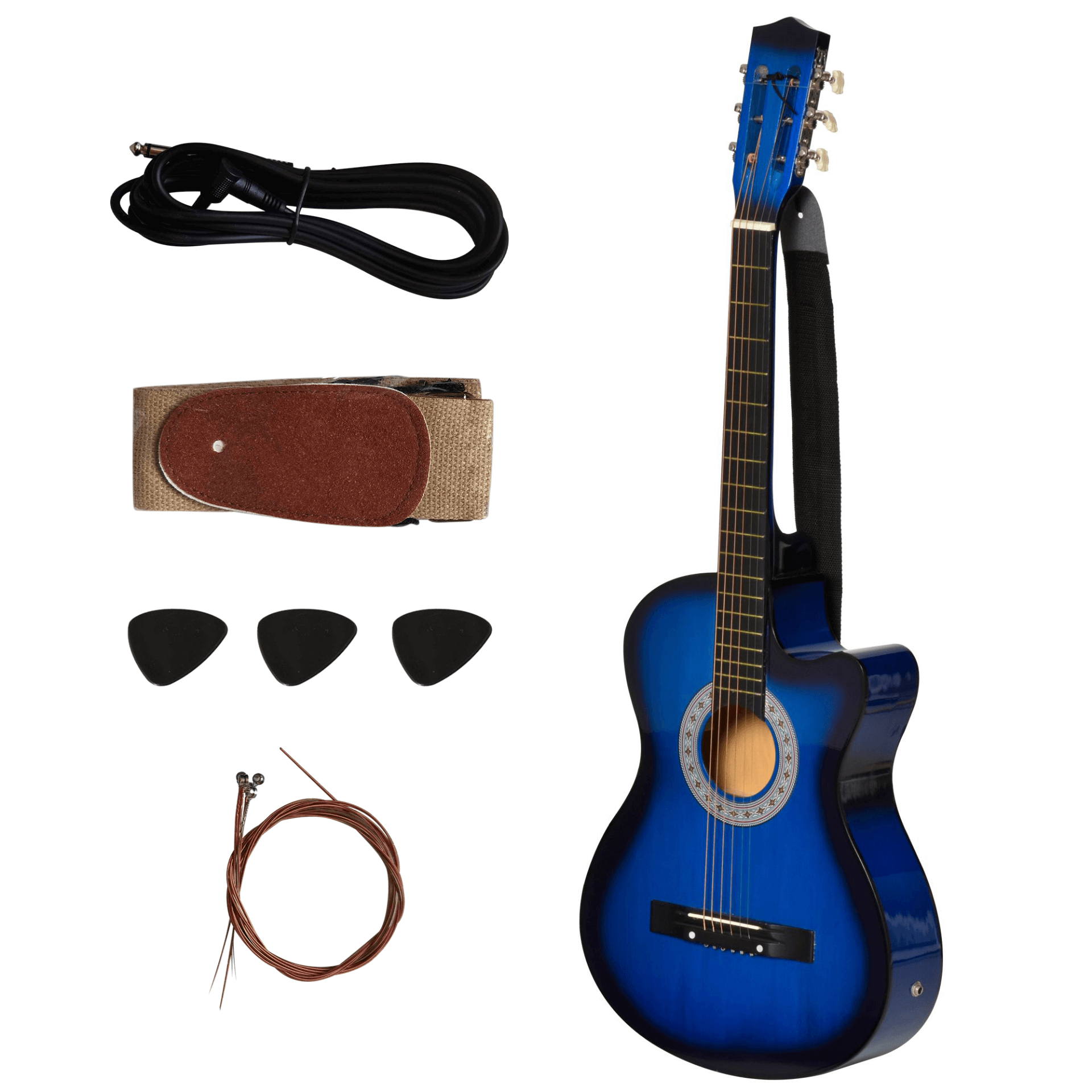 HOMCOM 38-Inch Acoustic Electric Guitar for Kids & Juniors, Discover the HOMCOM 38-Inch guitar, perfect for beginners with a premium gloss finish and case, designed for young musicians.