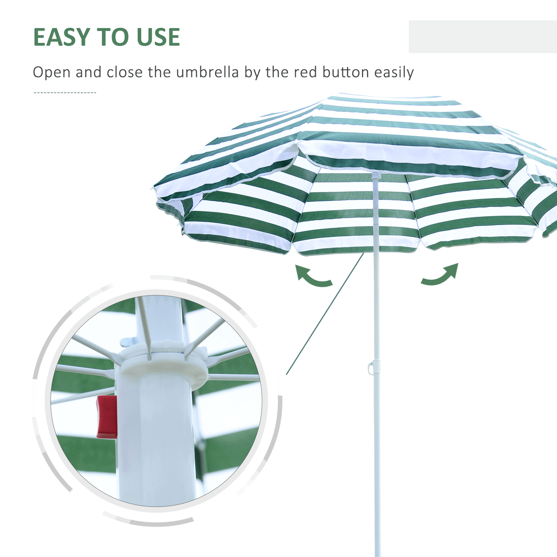 Large 1.8m Sun Umbrella with Adjustable Tilt, Enjoy ultimate outdoor relaxation with a 1.8m patio garden sun umbrella. Features adjustable tilt for perfect sunshade. Ideal for beach, garden, or patio.