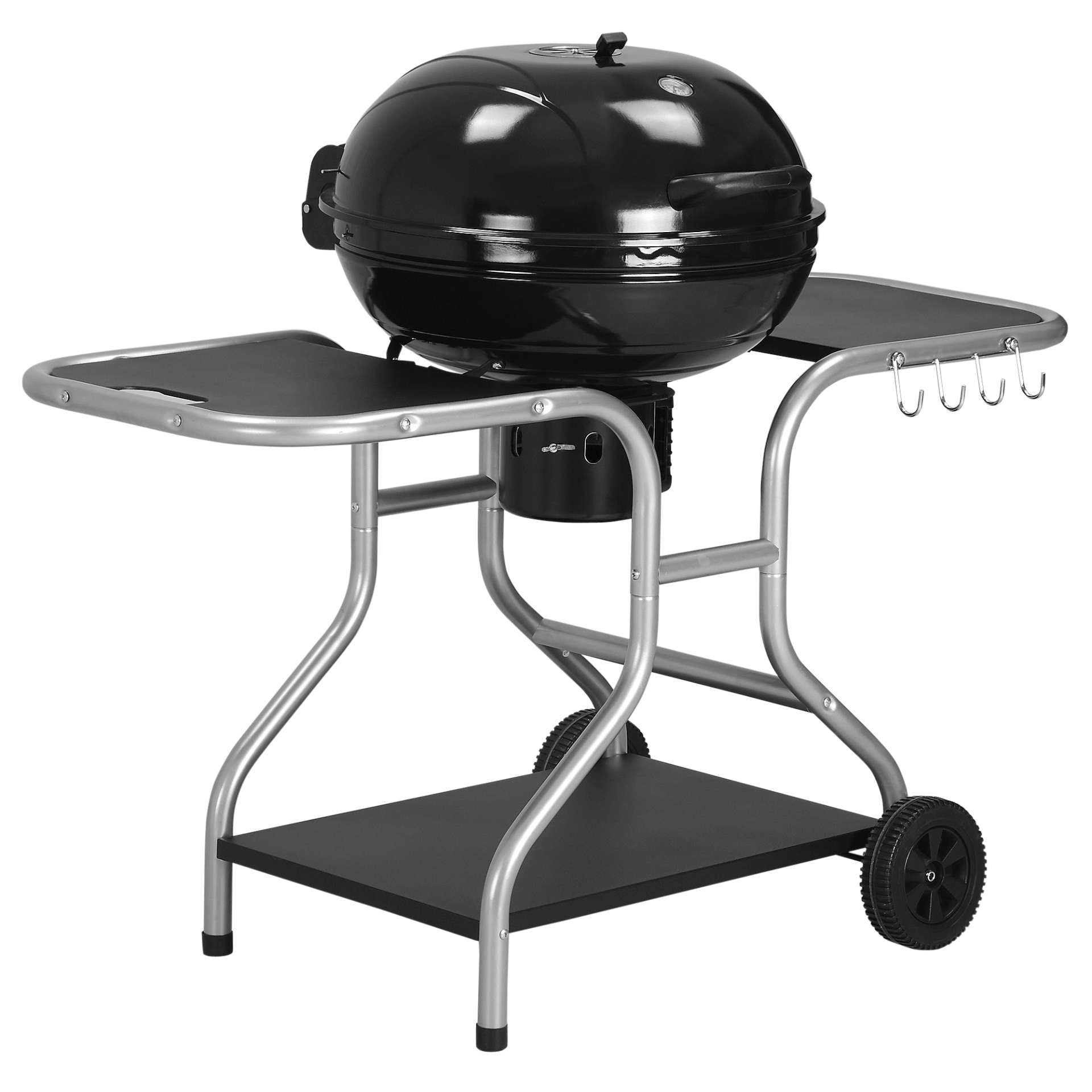 Portable Charcoal Kettle Grill – Outdoor BBQ Trolley, Safe and convenient outdoor cooking with our Portable Charcoal Kettle Grill. Heat control, durable stainless-steel grid, and storage. Perfect for BBQs.