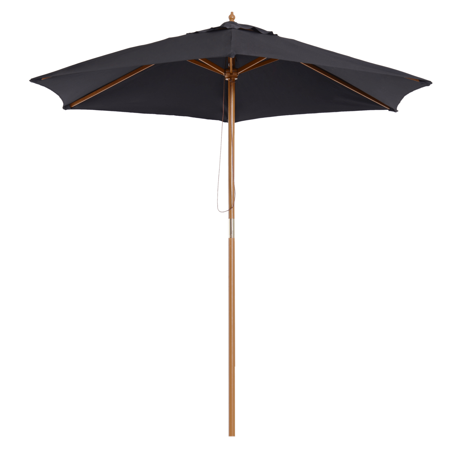 2.5m Wood Garden Parasol - Black Canopy Sun Shade, Enhance your patio with the 2.5m Wood Garden Parasol from Outsunny. Stylish, durable, and ideal for outdoor shade. Perfect for sunny days!