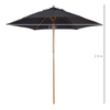 2.5m Wood Garden Parasol - Black Canopy Sun Shade, Enhance your patio with the 2.5m Wood Garden Parasol from Outsunny. Stylish, durable, and ideal for outdoor shade. Perfect for sunny days!