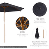 2.5m Wood Garden Parasol - Black Canopy Sun Shade, Enhance your patio with the 2.5m Wood Garden Parasol from Outsunny. Stylish, durable, and ideal for outdoor shade. Perfect for sunny days!