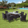 6-Seater Rattan Garden Furniture Dining Set, Elegant 6-seater rattan dining set with fire retardant sponge. Perfect for outdoor gatherings and BBQs. Enhance your patio today!