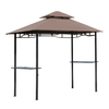 2.5M Double-Tier BBQ Gazebo - Coffee, Upgrade your BBQ setup with a 2.5M Double-Tier BBQ Gazebo in coffee, featuring side shelves and a sturdy steel frame for a stylish outdoor kitchen.