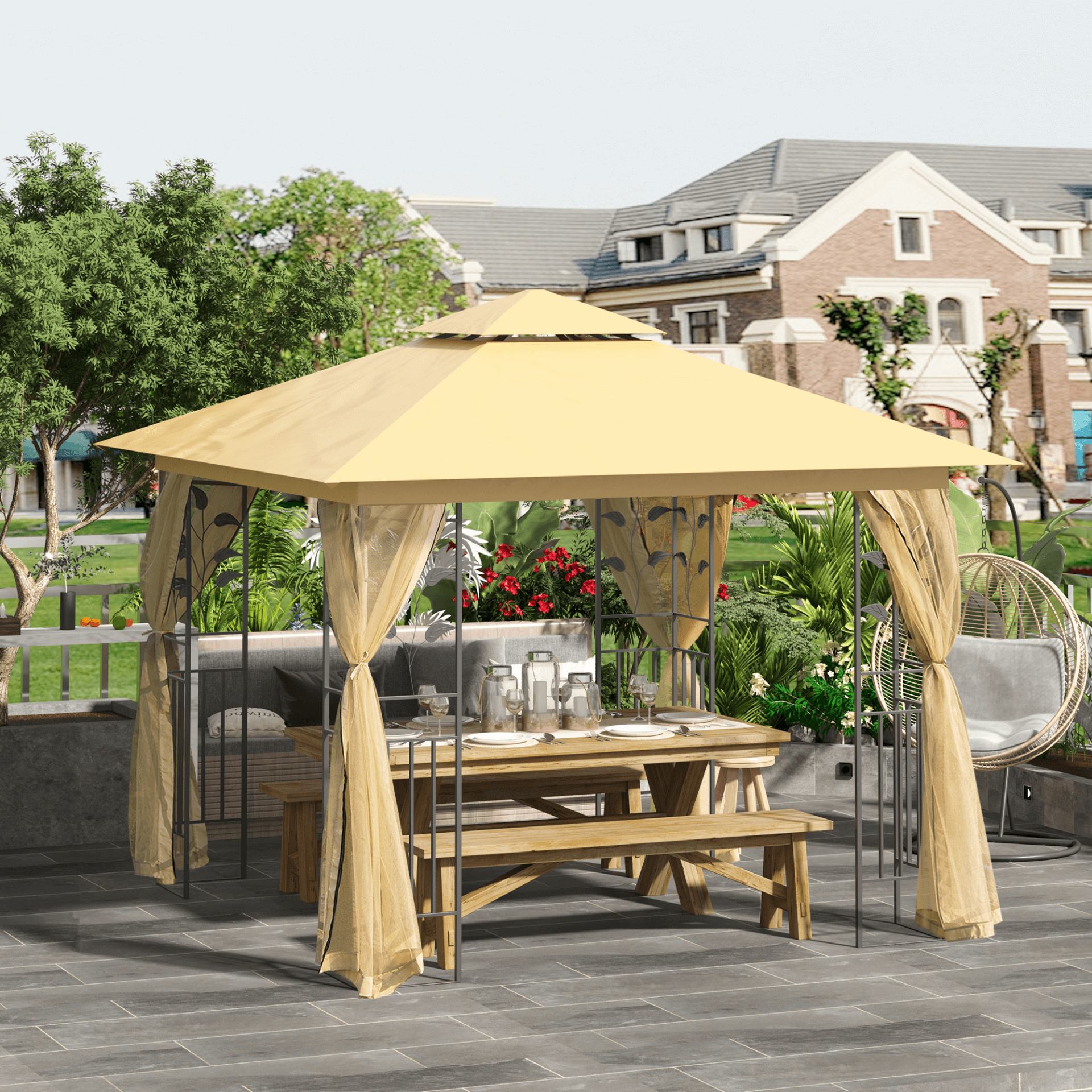 3x3m Gazebo Marquee Tent | Outdoor Events & Garden Shelter, Discover the perfect 3x3 meter gazebo marquee with mesh sidewalls, ideal for outdoor events, parties, and garden shelter. Enhance your outdoor experience.