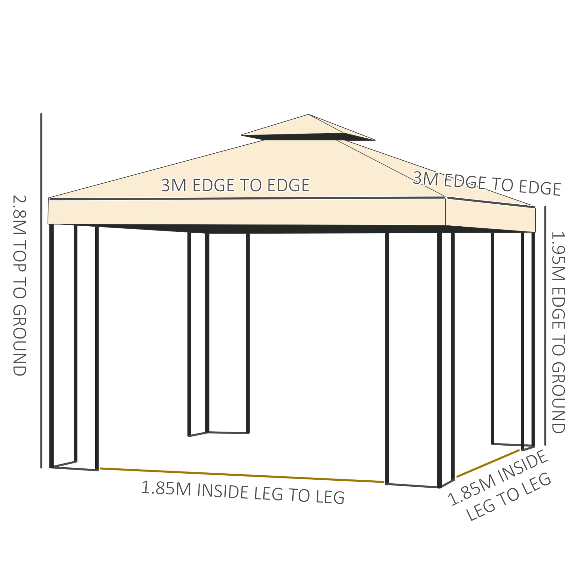 3x3m Gazebo Marquee Tent | Outdoor Events & Garden Shelter, Discover the perfect 3x3 meter gazebo marquee with mesh sidewalls, ideal for outdoor events, parties, and garden shelter. Enhance your outdoor experience.