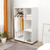 White Open Wardrobe with Hanging Rail & Shelves, Organize your bedroom effortlessly with HOMCOM's stylish white open wardrobe featuring hanging rail, storage shelves, and wheels for easy mobility.