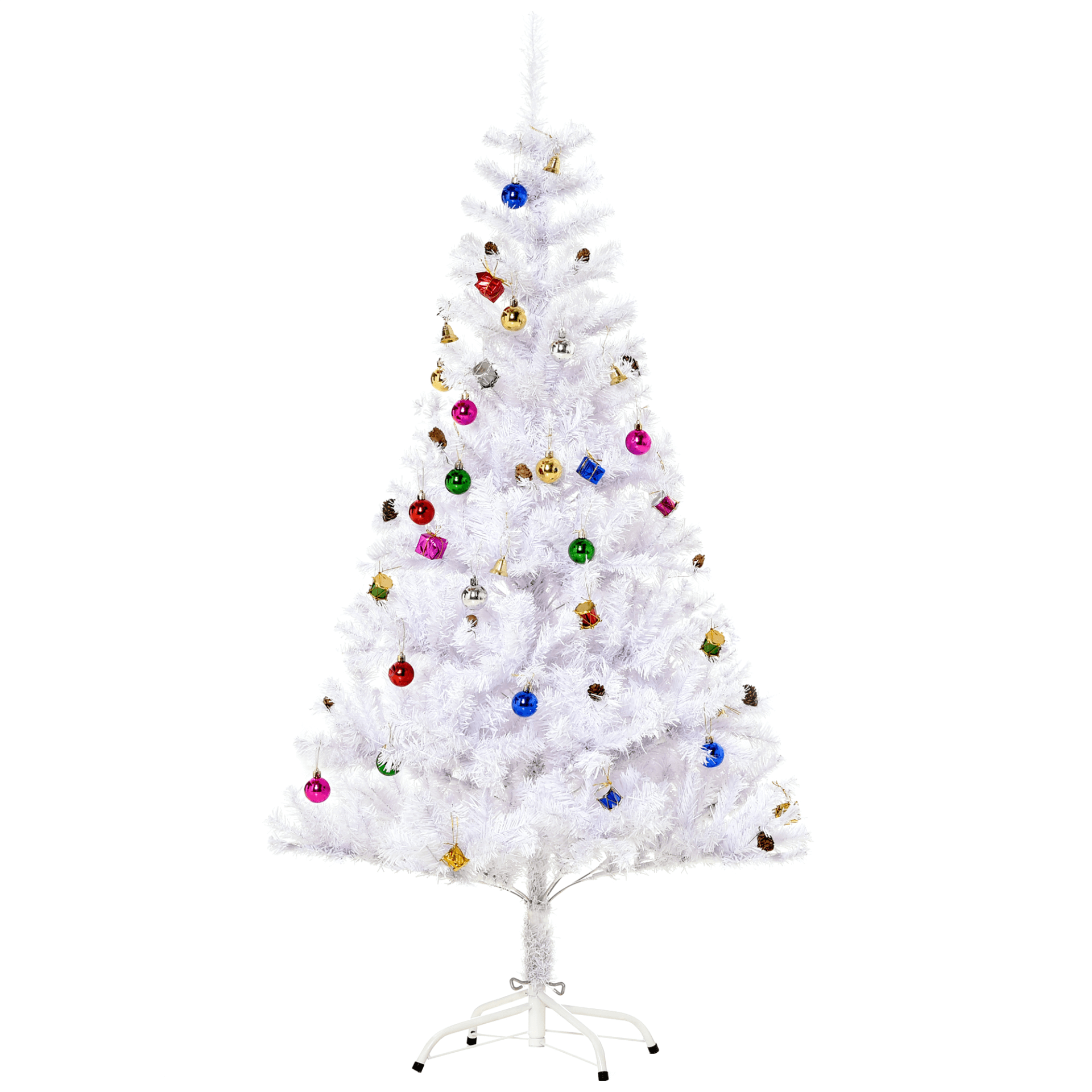 5ft Snow Artificial Christmas Tree - White Wonderland, Elevate your holiday décor with a 5ft Snow Artificial Christmas Tree with decorations included. Perfect for medium-sized rooms.