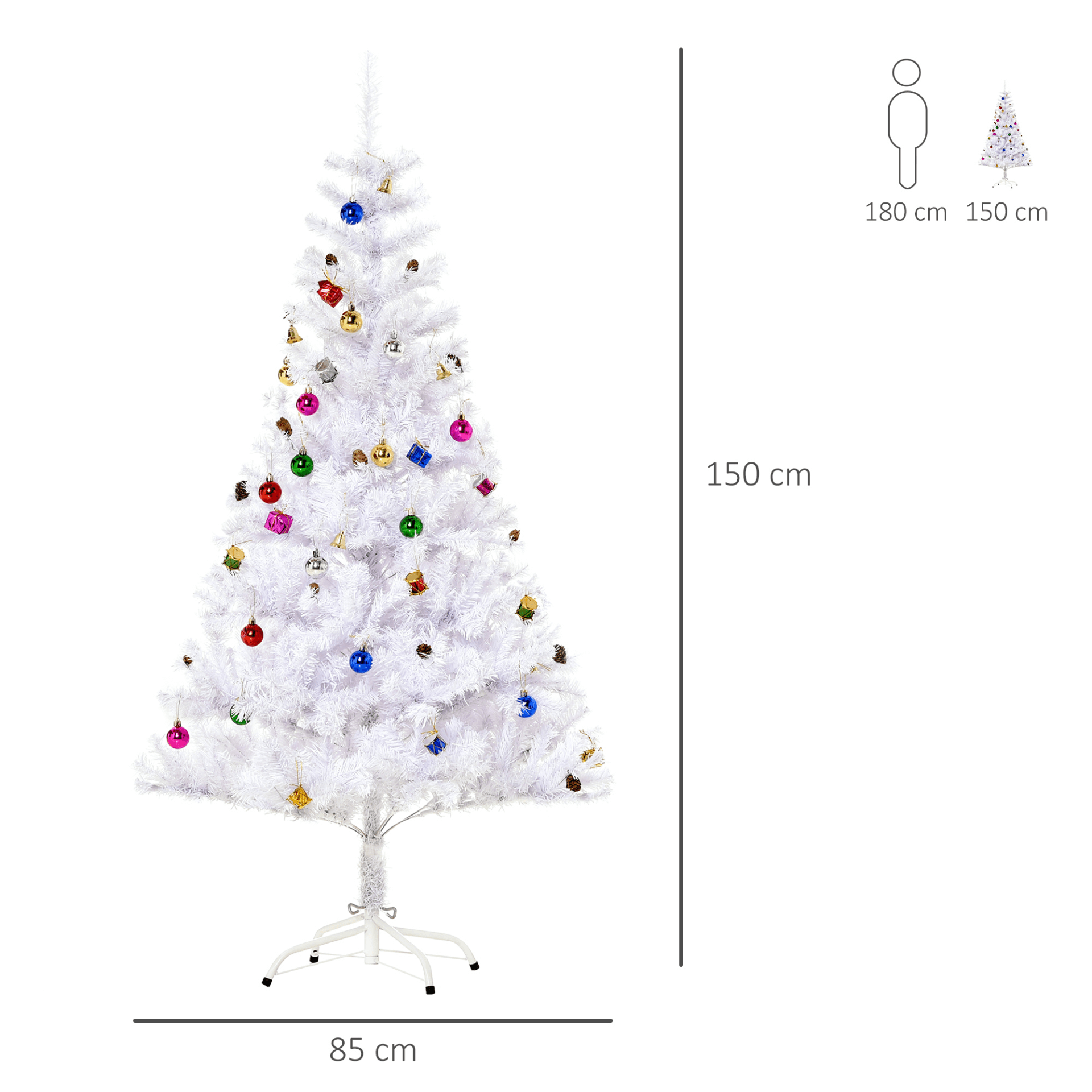 5ft Snow Artificial Christmas Tree - White Wonderland, Elevate your holiday décor with a 5ft Snow Artificial Christmas Tree with decorations included. Perfect for medium-sized rooms.