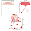 Outsunny Kids Bistro Table & Chair Set with Parasol, Bright butterfly design kids' outdoor set with adjustable parasol. Ideal for garden, patio, and backyard playtime with snacks and crafts.