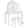 HOMCOM Kids Vanity Table Set - Stylish & Safe for Ages 3-6, Delight your child with this charming vanity set featuring stars, hearts, and a durable mirror. Perfect for bedrooms and playrooms!