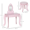 Kids Vanity Table & Stool Set - Pink Dressing Set, Perfect for imaginative play, this pink vanity set includes a mirror, stool, and storage drawer, providing a whimsical, enchanting space for girls.