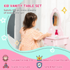 Kids Vanity Table & Stool Set - Pink Dressing Set, Perfect for imaginative play, this pink vanity set includes a mirror, stool, and storage drawer, providing a whimsical, enchanting space for girls.