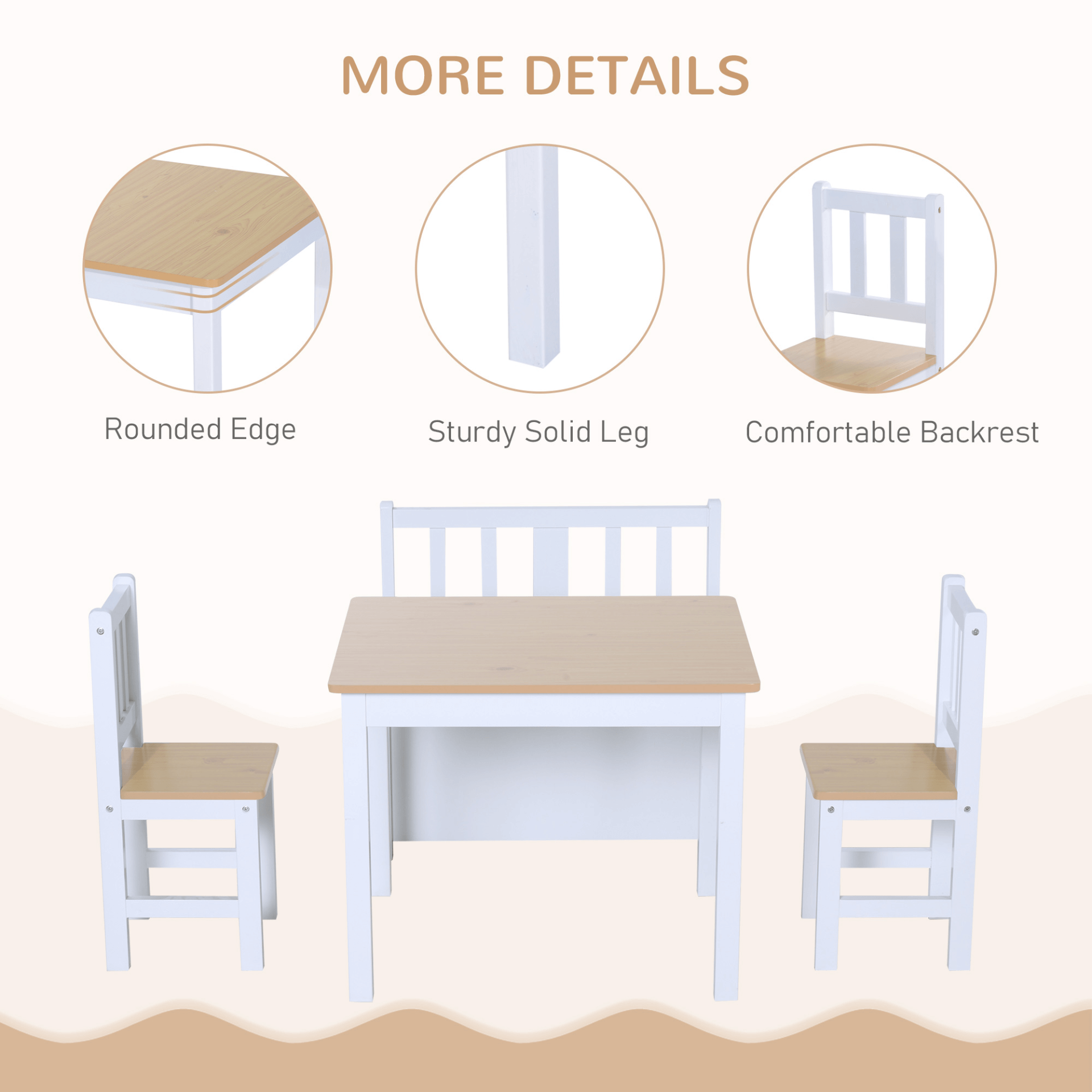 Kids Table & Chair Set with Storage - 4-Piece Furniture, Discover our Kids Table and Chair Set with Storage Bench. Ideal for ages 3+, this 4-piece set includes a table, storage bench, and 2 chairs for endless play.