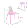 Kids Pink Fairy Vanity Set with Mirror & Stool, Discover the enchanting pink dressing table set, made with safe Pinewood and MDF, featuring a mirror and stool. Perfect vanity for your child's room!