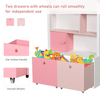 HOMCOM Kids Bookshelf Chest with Drawers & Wheels - Pink, Discover the versatile HOMCOM Kids Bookshelf in pink, a safe, fun storage solution for toys and books, featuring wheels and non-toxic materials.