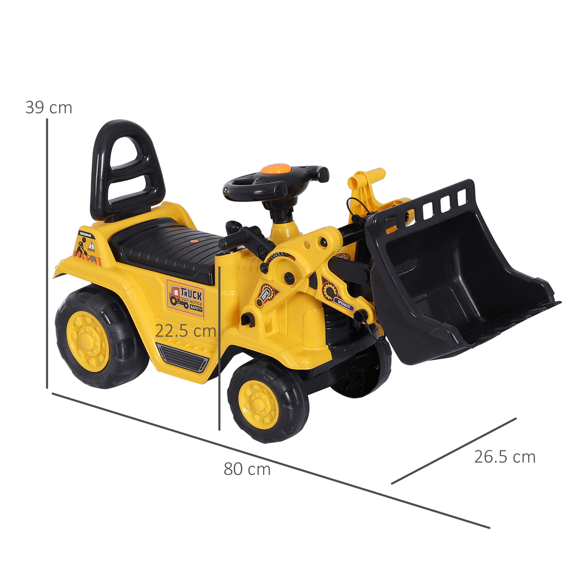 HOMCOM 3-in-1 Ride On Toy Bulldozer for Toddlers, Discover the HOMCOM 3-in-1 Bulldozer Toy – a scooter, storage cart, and pretend play truck for endless fun and development!