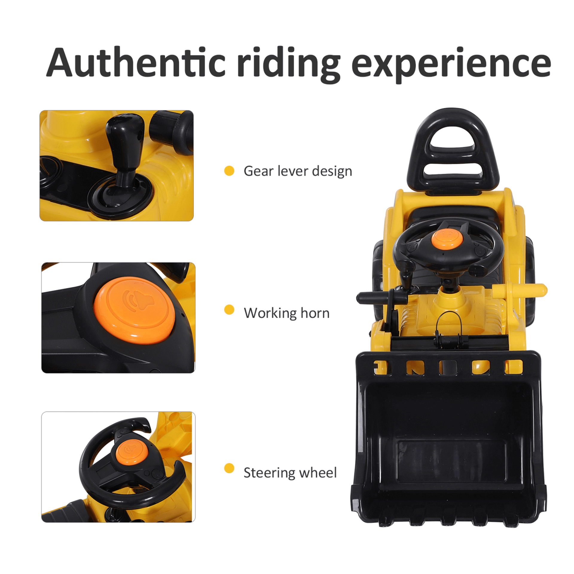 HOMCOM 3-in-1 Ride On Toy Bulldozer for Toddlers, Discover the HOMCOM 3-in-1 Bulldozer Toy – a scooter, storage cart, and pretend play truck for endless fun and development!