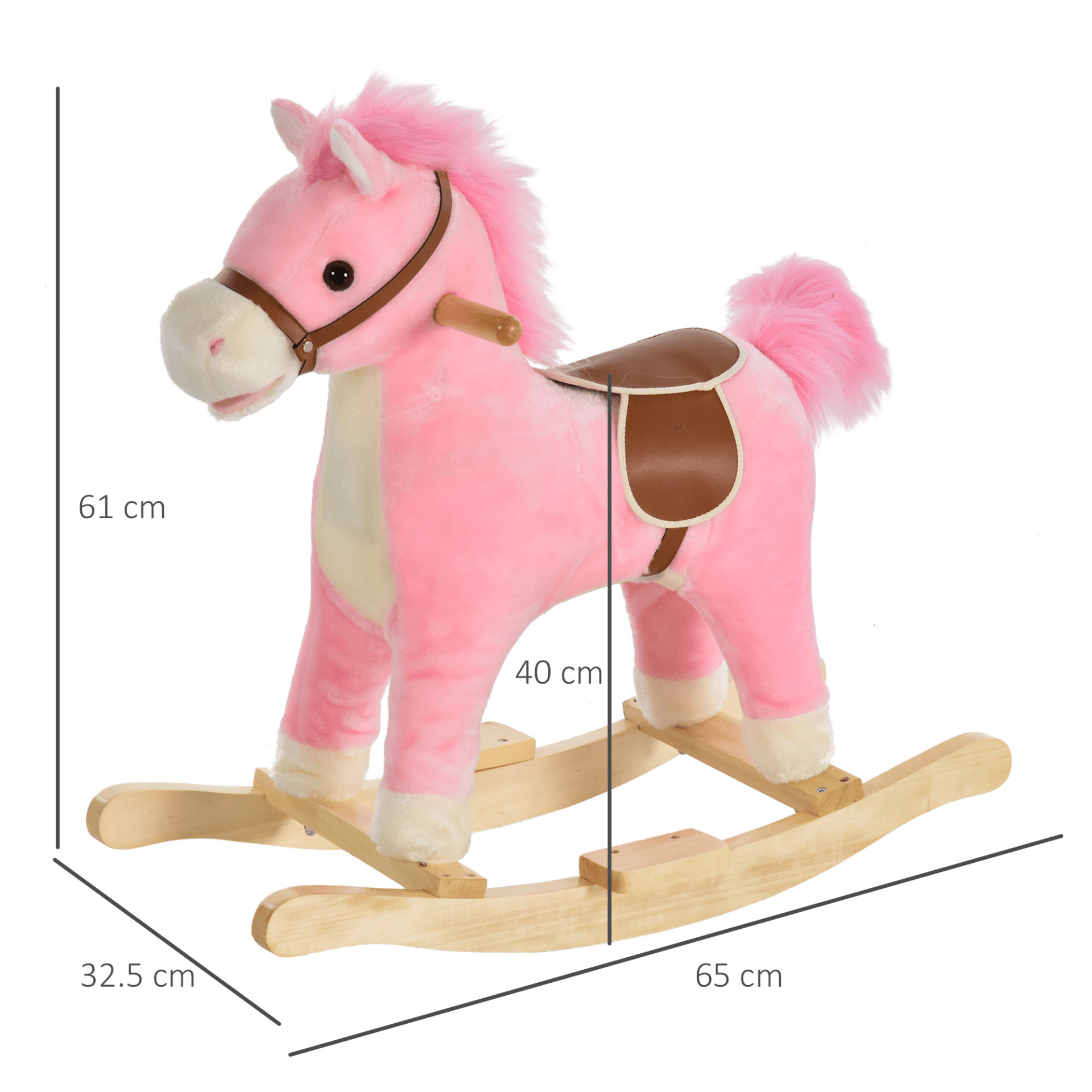 Kids Plush Rocking Horse with Sound and Movement, Pink, Interactive Kids Plush Rocking Horse with realistic sounds, moving mouth, and wagging tail. Perfect toy for children aged 36-72 months.