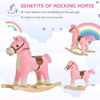 Kids Plush Rocking Horse with Sound and Movement, Pink, Interactive Kids Plush Rocking Horse with realistic sounds, moving mouth, and wagging tail. Perfect toy for children aged 36-72 months.