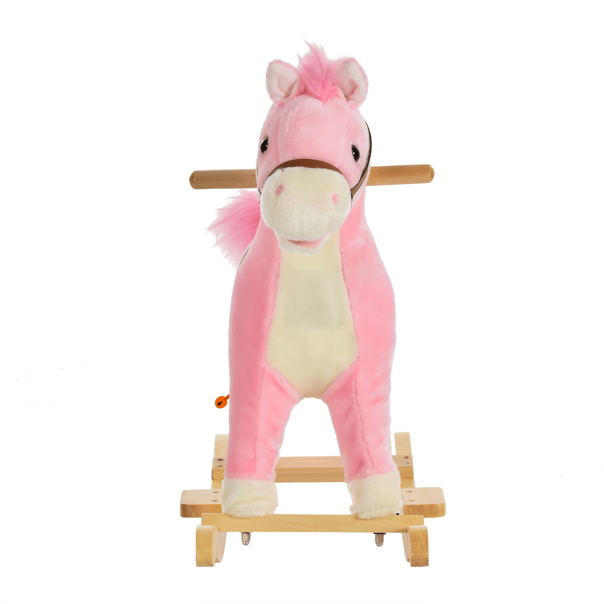 Kids Plush Rocking Horse with Sound and Movement, Pink, Interactive Kids Plush Rocking Horse with realistic sounds, moving mouth, and wagging tail. Perfect toy for children aged 36-72 months.