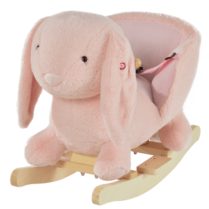 HOMCOM Kids Plush Rocking Horse - Rabbit Ride On Toy, Delight your child with the HOMCOM Kids Plush Rocking Horse. Adorable rabbit design with sounds and safety features for ages 18-36 months.