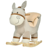 HOMCOM Plush Rocking Horse Donkey Ride-On Toy for Toddlers, Spark joy with the HOMCOM Plush Rocking Horse Donkey—features sound and safety belt, perfect for toddlers aged 18-36 months!